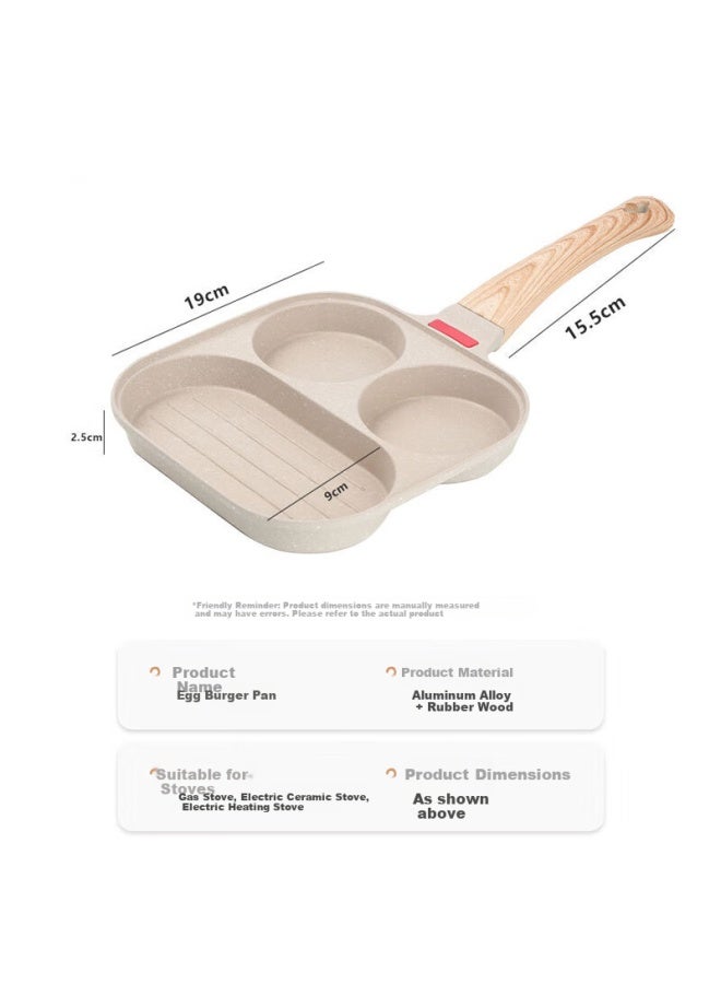 Dipple Dipuer, 3-In Breakfast Pan, Household Flat-Bottom Pan, Egg Frying Tool, Maifan Stone Non-Stick Egg Burger Pan - Image 1