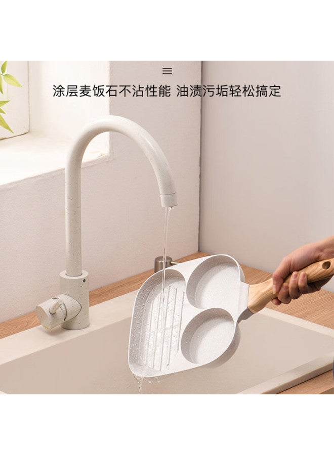 Dipple Dipuer, 3-In Breakfast Pan, Household Flat-Bottom Pan, Egg Frying Tool, Maifan Stone Non-Stick Egg Burger Pan - Image 4