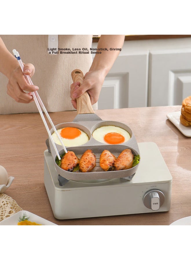 Dipple Dipuer, 3-In Breakfast Pan, Household Flat-Bottom Pan, Egg Frying Tool, Maifan Stone Non-Stick Egg Burger Pan - Image 2
