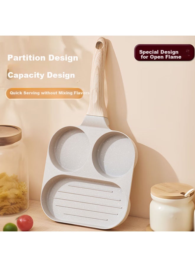 Dipple Dipuer, 3-In Breakfast Pan, Household Flat-Bottom Pan, Egg Frying Tool, Maifan Stone Non-Stick Egg Burger Pan - Image 5