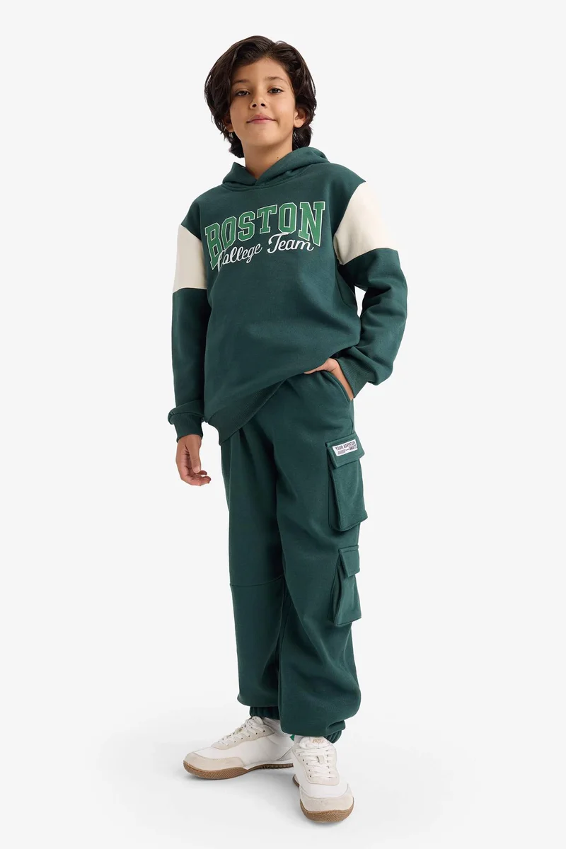 DeFacto Boy Cargo Fit Slogan Print Thick Fabric Trousers