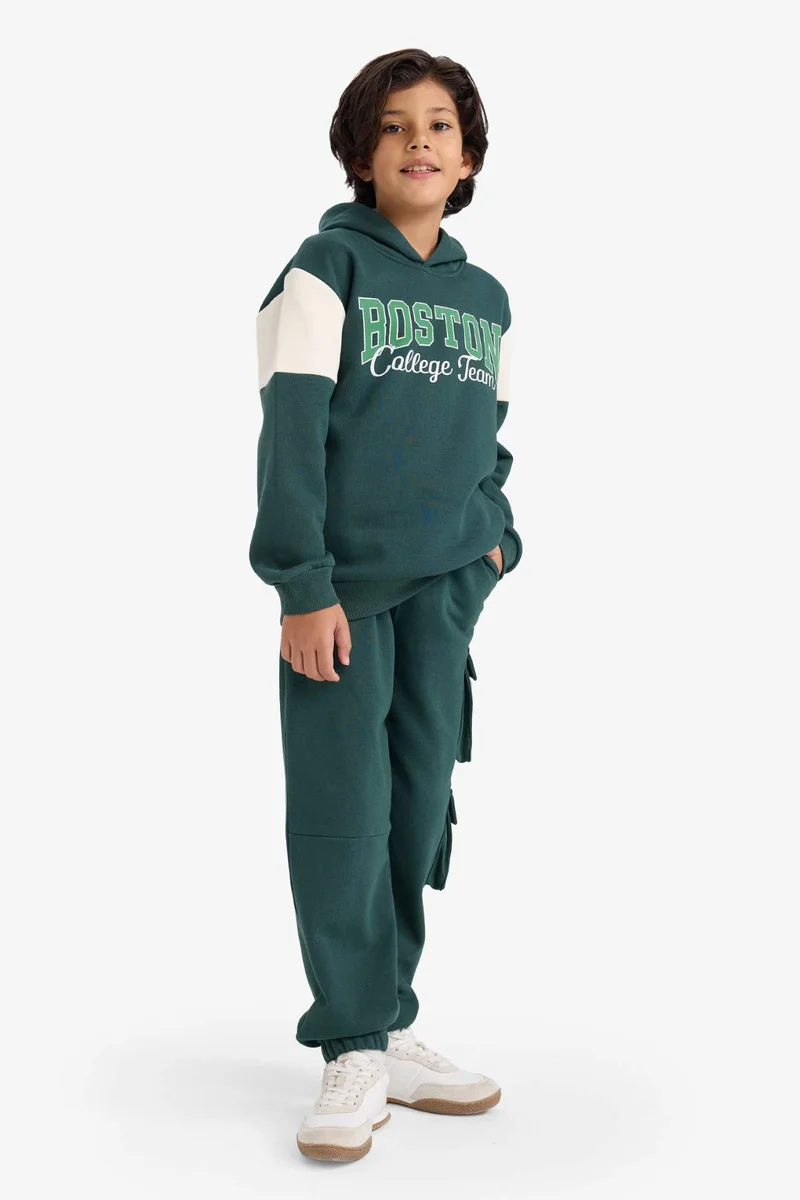 DeFacto Boy Cargo Fit Slogan Print Thick Fabric Trousers
