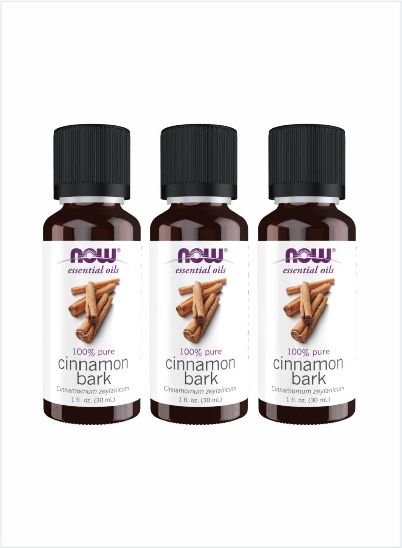 NOW Cinnamon Bark Essential Oil - Aromatic Spice Blend, 30ml (Pack of 3)