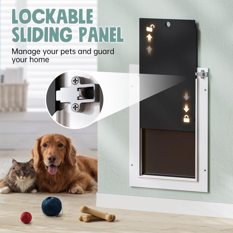 PETCOMING 3-Flap Insulated Aluminum Dog Door for Walls, Heavy-Duty Telescoping Pet Door with Dual Security Locks & Magnetic Flaps, Closing Panel, Large, Pets Up to 110 LB - Image 5