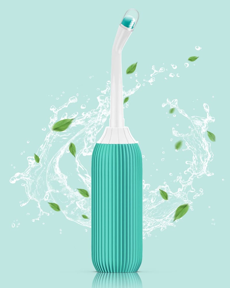 ELECTOMANIA ® 500ML Plastic Retractable Handheld Bidet Portable of Antislip, Bidet Angled Nozzle Spray with Travel Bag (Green) - Image 1