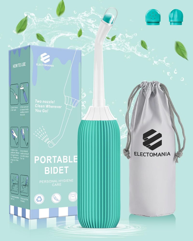 ELECTOMANIA ® 500ML Plastic Retractable Handheld Bidet Portable of Antislip, Bidet Angled Nozzle Spray with Travel Bag (Green) - Image 2
