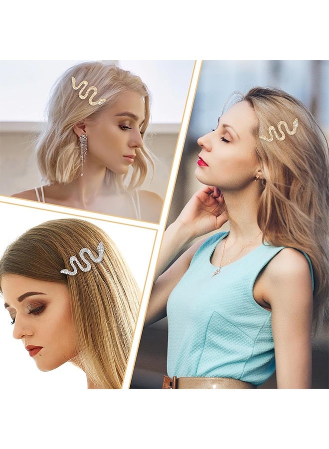 Quantum 4 PCS snake Crystal Hair Clips, Snake Hair Pins with Sparkly Rhinestones Hair Clips, Metal Hair Accessories for Women Stylish - Image 5