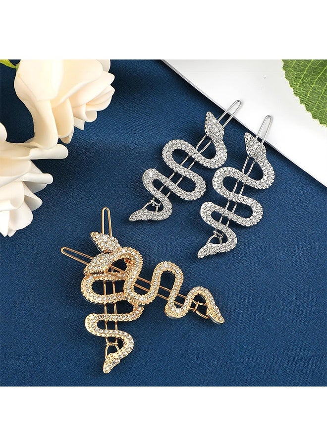 Quantum 4 PCS snake Crystal Hair Clips, Snake Hair Pins with Sparkly Rhinestones Hair Clips, Metal Hair Accessories for Women Stylish - Image 4