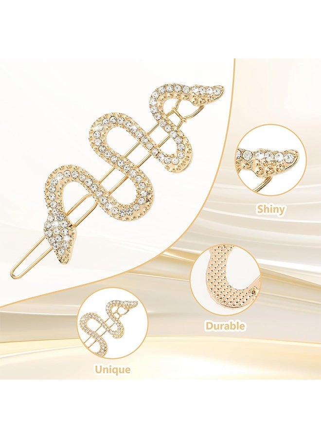 Quantum 4 PCS snake Crystal Hair Clips, Snake Hair Pins with Sparkly Rhinestones Hair Clips, Metal Hair Accessories for Women Stylish - Image 3
