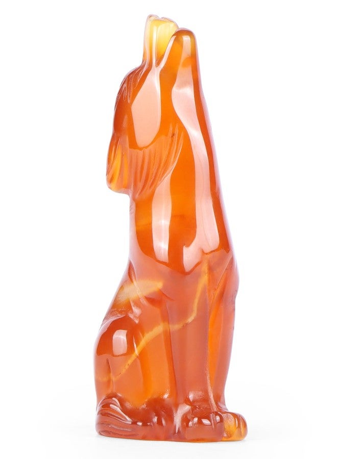 Artistone Red Agate Head Up Wolf Statue 2" Howl Wolves Figurine Decor Ornament for Home Ornament Healing Crystal Pocket Animal Sculpture with Gift Box - Image 1