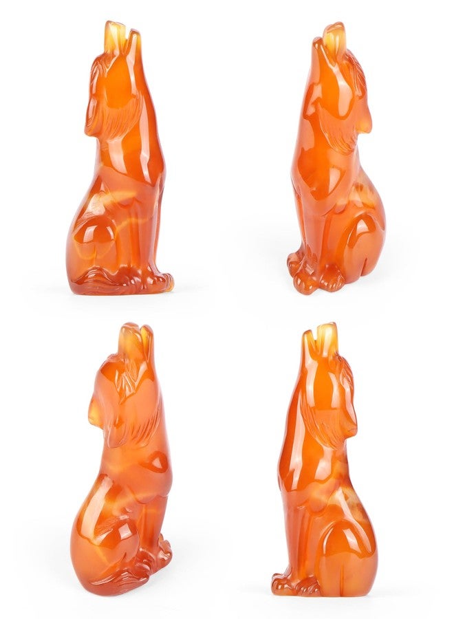 Artistone Red Agate Head Up Wolf Statue 2" Howl Wolves Figurine Decor Ornament for Home Ornament Healing Crystal Pocket Animal Sculpture with Gift Box - Image 2