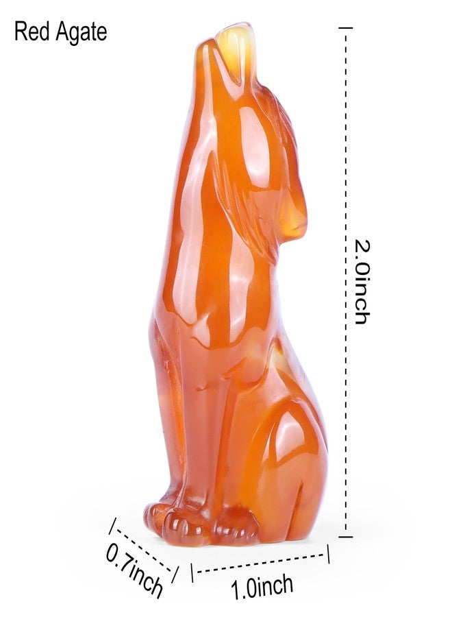 Artistone Red Agate Head Up Wolf Statue 2" Howl Wolves Figurine Decor Ornament for Home Ornament Healing Crystal Pocket Animal Sculpture with Gift Box - Image 4