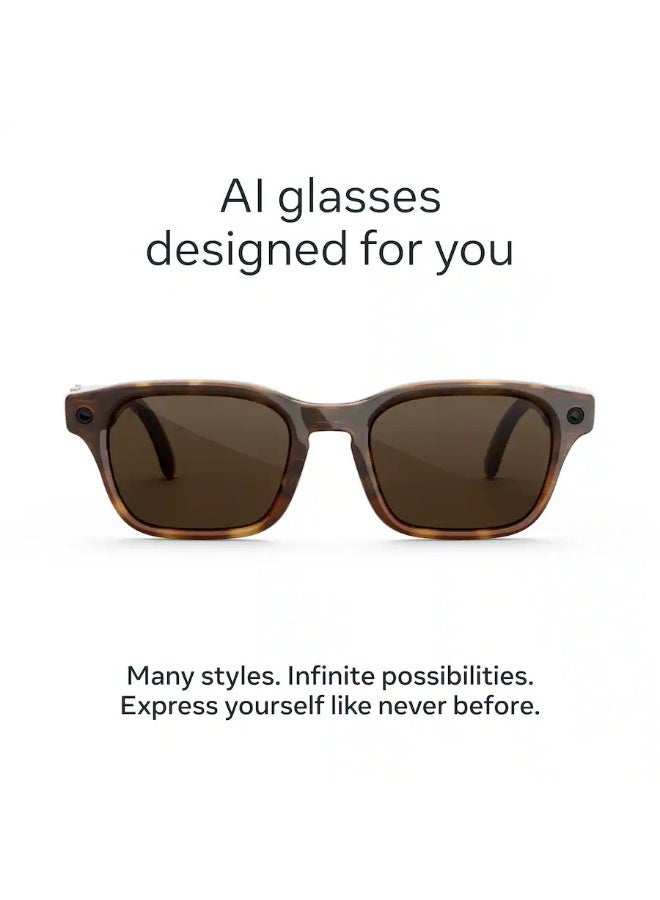 ميتا 155 mAh Meta - Adventurer - Smart AI glasses for Women, Men—Meta AI, 12MP Camera, Live Translate — 3K HD - Brown Lenses - Classic Tortoise - Size: Large Classic Tortoise - Image 5
