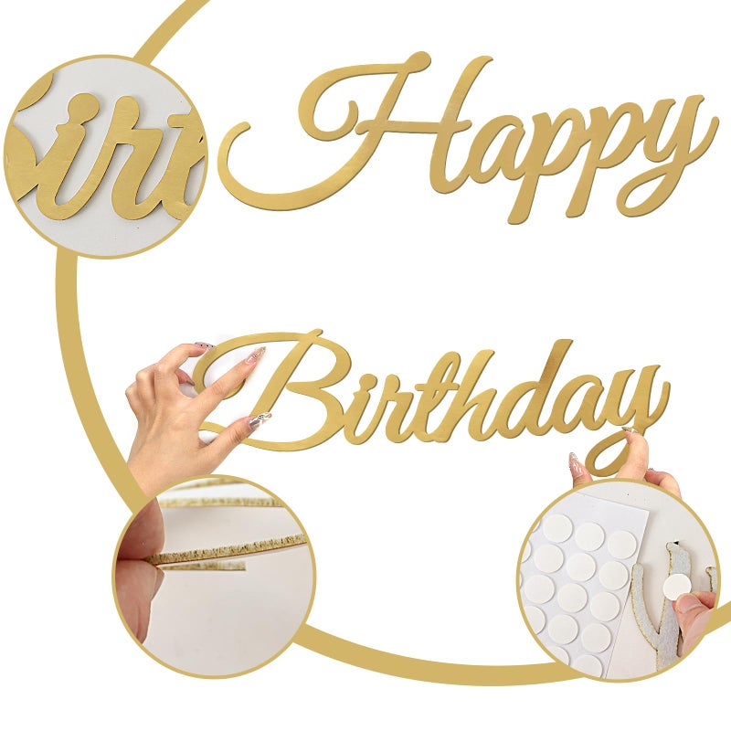 MASTRON Happy Birthday Sign for Backdrop - Gold 'Happy Birthday' Party Banner Stickers for Balloon Arch Wall Decor Photo Backgrounds - Image 4