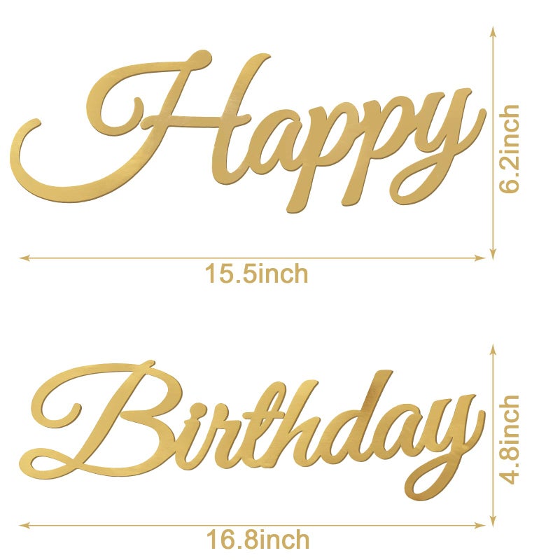 MASTRON Happy Birthday Sign for Backdrop - Gold 'Happy Birthday' Party Banner Stickers for Balloon Arch Wall Decor Photo Backgrounds - Image 2