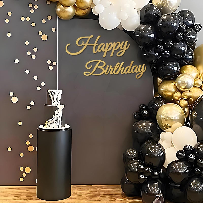 MASTRON Happy Birthday Sign for Backdrop - Gold 'Happy Birthday' Party Banner Stickers for Balloon Arch Wall Decor Photo Backgrounds - Image 5