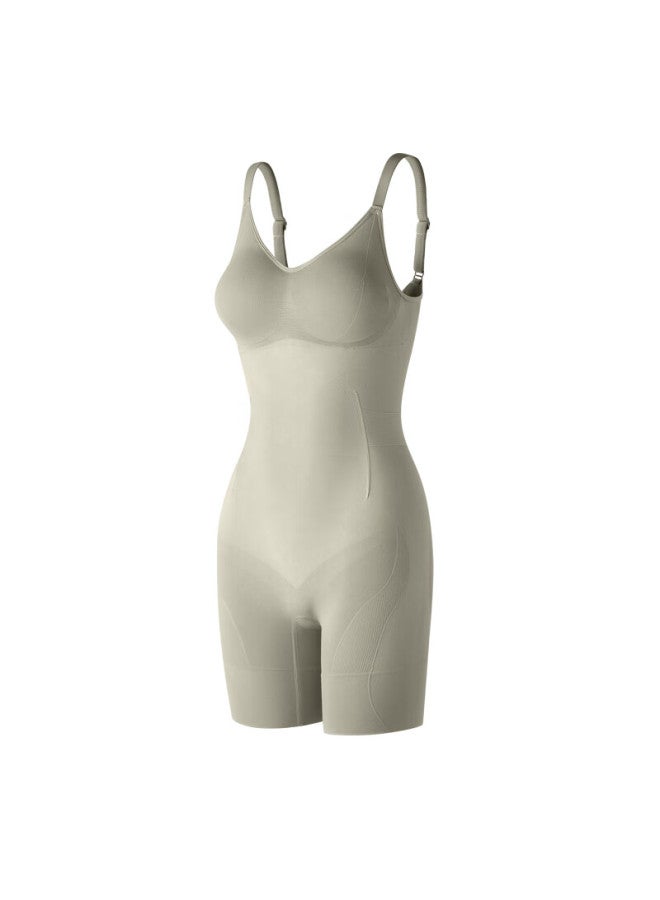 Curveism Cubism Bodysuit Fitness Shapewear Tummy Control Waist Cincher In Taupe Gray Size M - Image 2