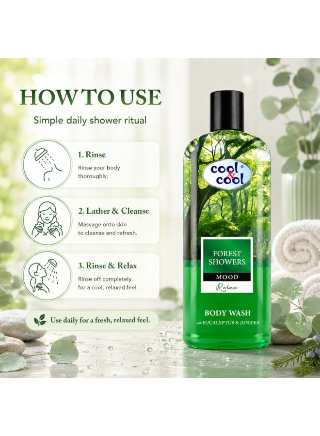 Cool & Cool Forest Showers Body Wash 500ML - Eucalyptus & Juniper - Refreshing & Calming,Inspired by Nature,Ideal for Relaxation - Image 4