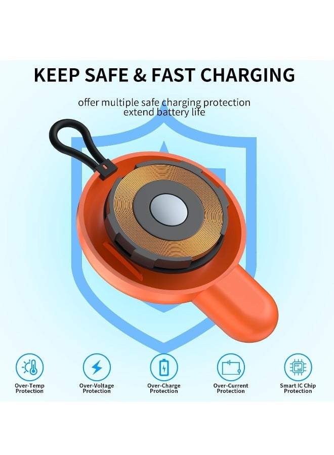 شاحن محمول USB C للساعات، جالاكسي 6 كلاسيك/6/5 برو/5/4/4 كلاسيك/3/أكتيف 2 (بدون جير 2/3) شواحن لاسلكية مغناطيسية للسفر شحن سريع (برتقالي) - Image 3