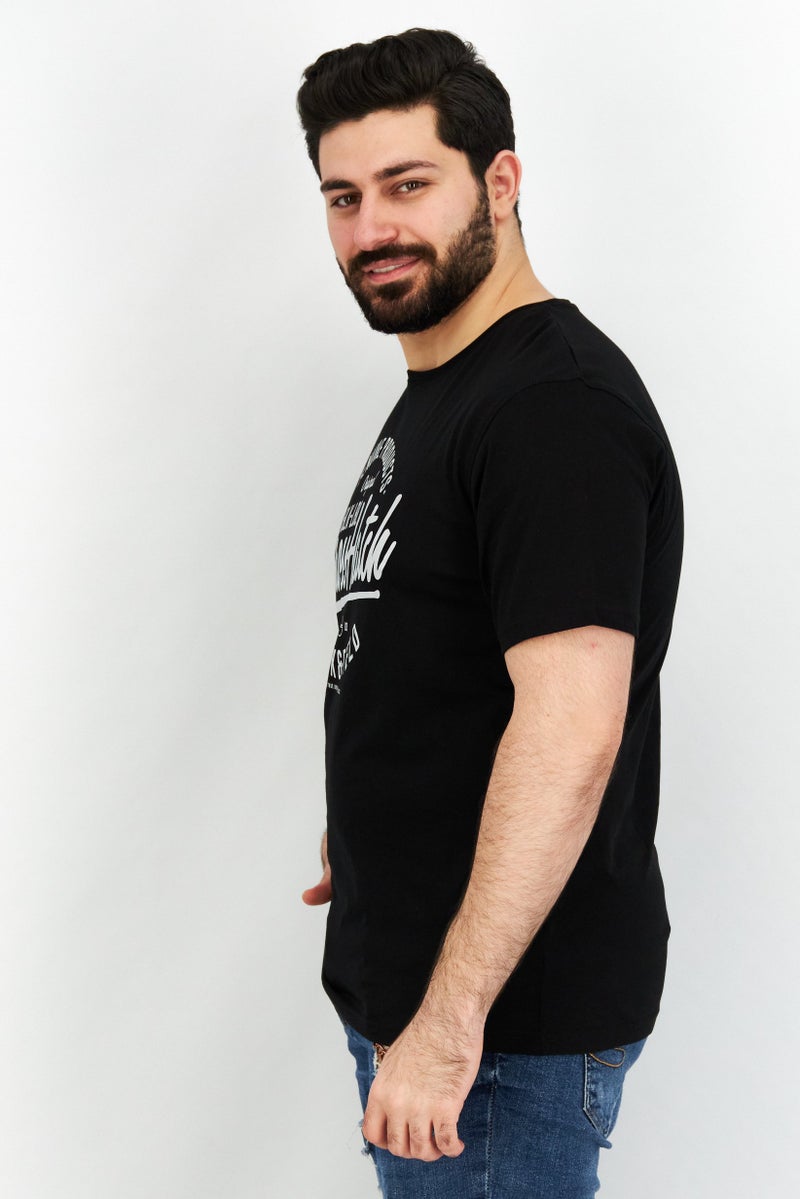 CROSSHATCH Men 5 Pack Round Neck Short Sleeve Graphic Print T Shirts, Black Combo - Image 4