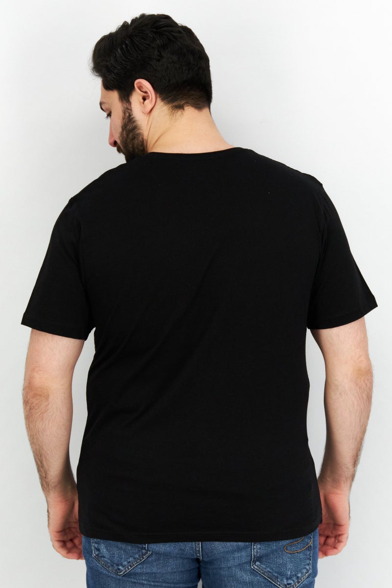 CROSSHATCH Men 5 Pack Round Neck Short Sleeve Graphic Print T Shirts, Black Combo - Image 3