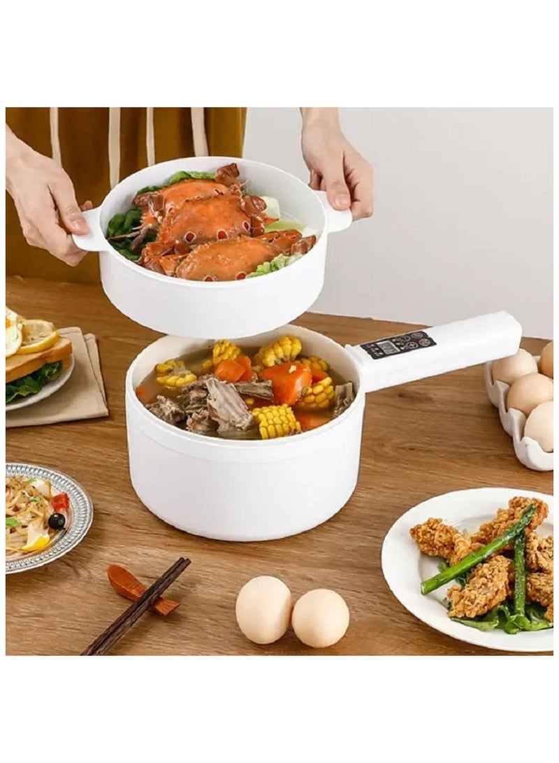 Mini Hot Pot Multifunction Long Handle Double Layer Electric Cooker for Steak Fried Rice Egg Stable Handheld Non Stick Coating Intelligent/manual Selection Fingertip Control Ceramic Glaze  - Image 1