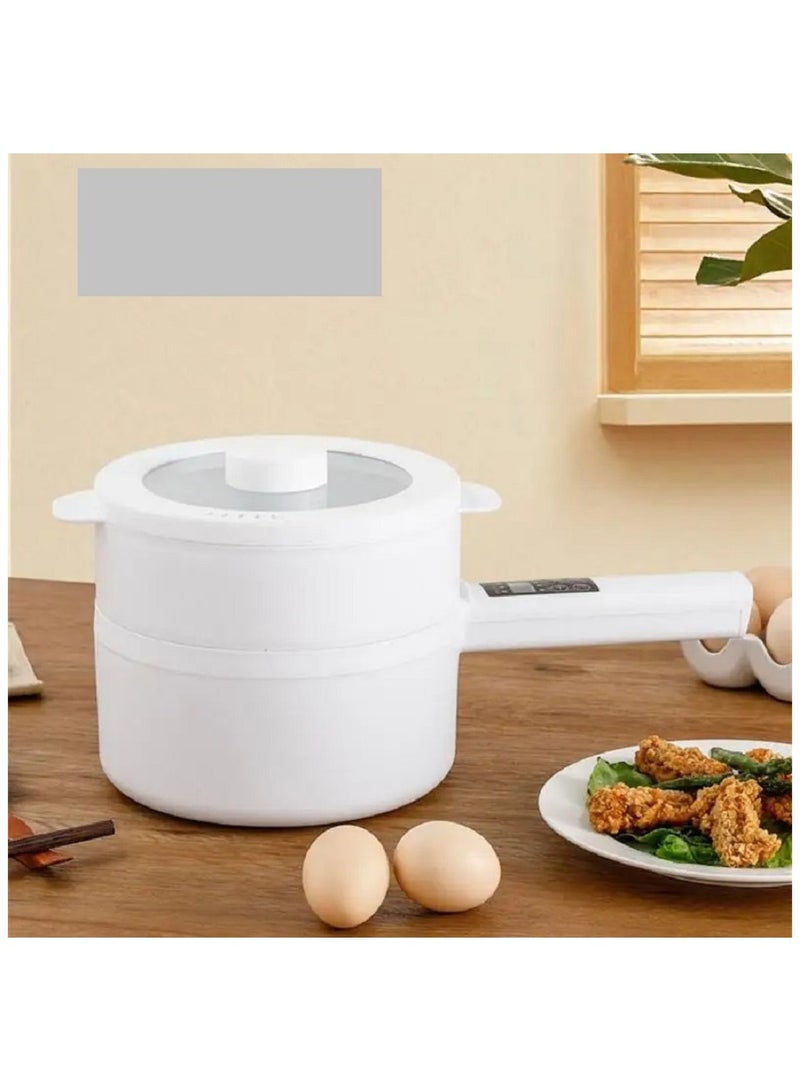 Mini Hot Pot Multifunction Long Handle Double Layer Electric Cooker for Steak Fried Rice Egg Stable Handheld Non Stick Coating Intelligent/manual Selection Fingertip Control Ceramic Glaze  - Image 2