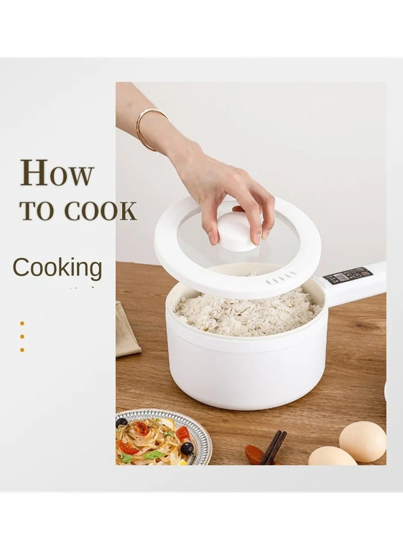 Mini Hot Pot Multifunction Long Handle Double Layer Electric Cooker for Steak Fried Rice Egg Stable Handheld Non Stick Coating Intelligent/manual Selection Fingertip Control Ceramic Glaze  - Image 3