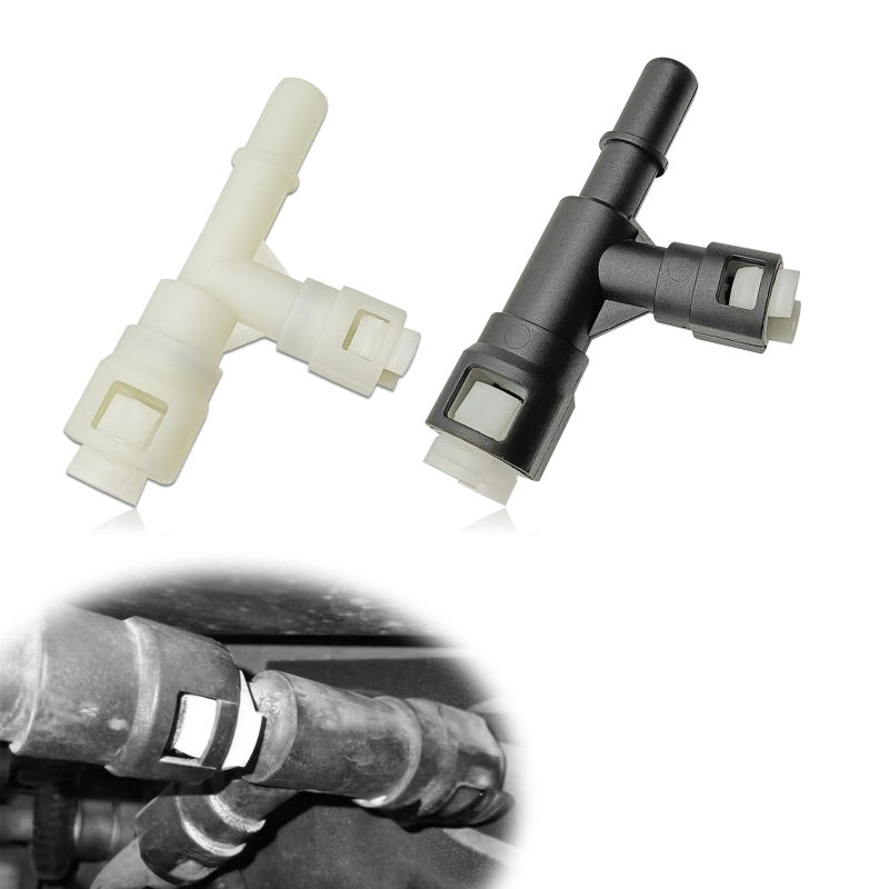 2PCS Car Heater Inlet Hose Fitting 15055343 Heater Inlet Hose Connector Tee Compatible with 00-14 GMC Yukon Sierra Chevy Tahoe Suburban Cadillac Escalade (Black u0026 White) - Image 1