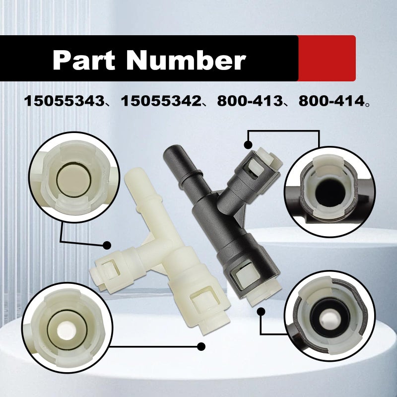 2PCS Car Heater Inlet Hose Fitting 15055343 Heater Inlet Hose Connector Tee Compatible with 00-14 GMC Yukon Sierra Chevy Tahoe Suburban Cadillac Escalade (Black u0026 White) - Image 2