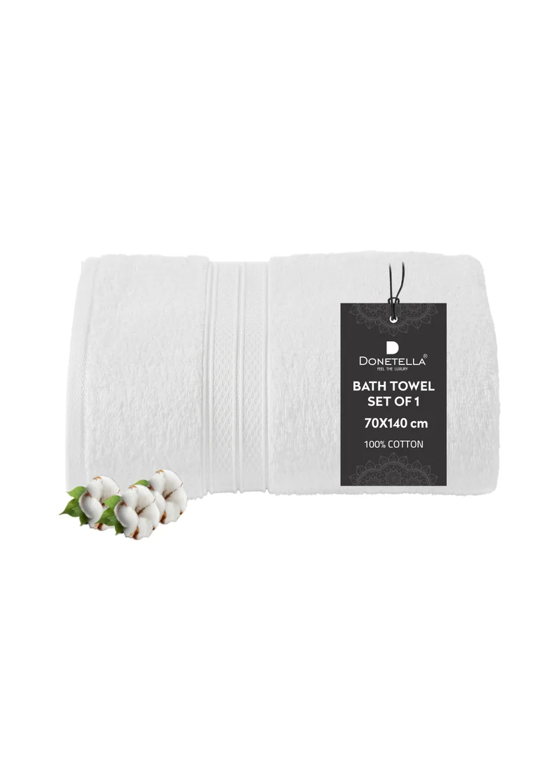 Donetella Premium 100 % Combed Cotton 1-Pcs Bath Towel(70 X 140 CM) 600 GSM Large Towel, Highly Absorbent, Quick Dry,Best Towel for Bathroom, Spa And Hotel