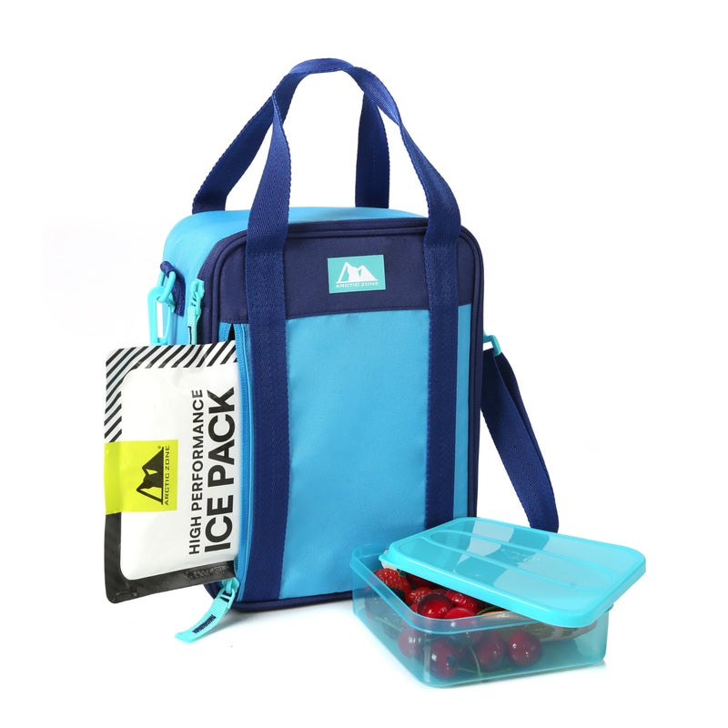 Arctic Zone Urban Lunch Box Combo with 210g Ice Pack and Sandwich Container, True Blue - Image 1