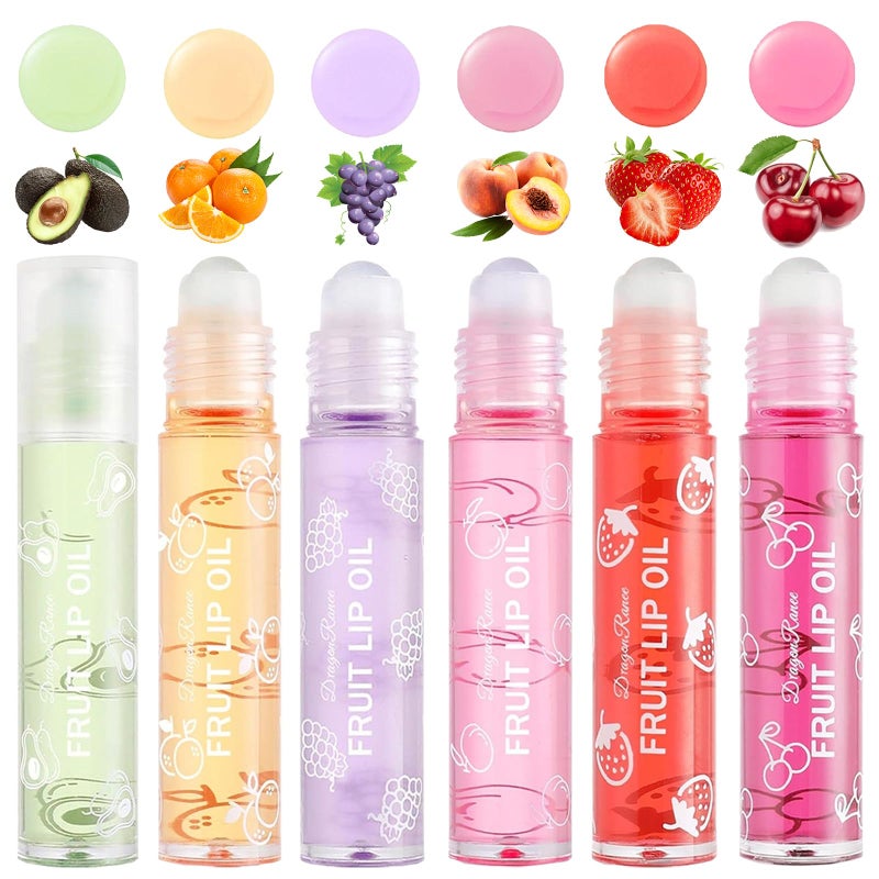 Gireatick 6PCS Fruity Flavors Rolling Ball Lip Oil Set, Long Lasting Moisturizing Lip Balm, Roll-On Lip Gloss Set, Glossy Lip Make-up for All Age, Transparent Lip Gloss for Dry and Chapped Lips - Image 2