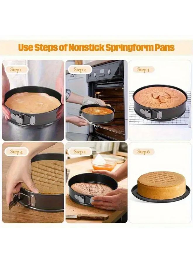 Square Springform Cake Pan Set 3pcs Nonstick Cheesecake Molds Removable Bottom Baking - Image 5