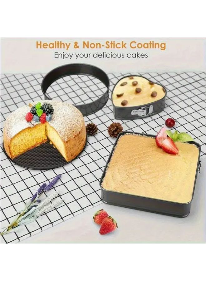 Square Springform Cake Pan Set 3pcs Nonstick Cheesecake Molds Removable Bottom Baking - Image 4