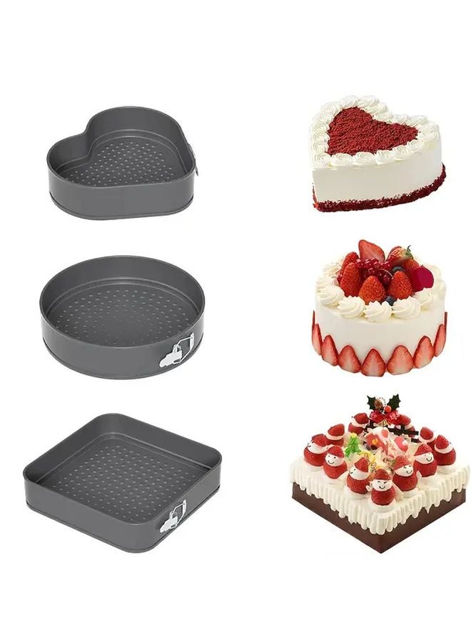 Square Springform Cake Pan Set 3pcs Nonstick Cheesecake Molds Removable Bottom Baking - Image 1