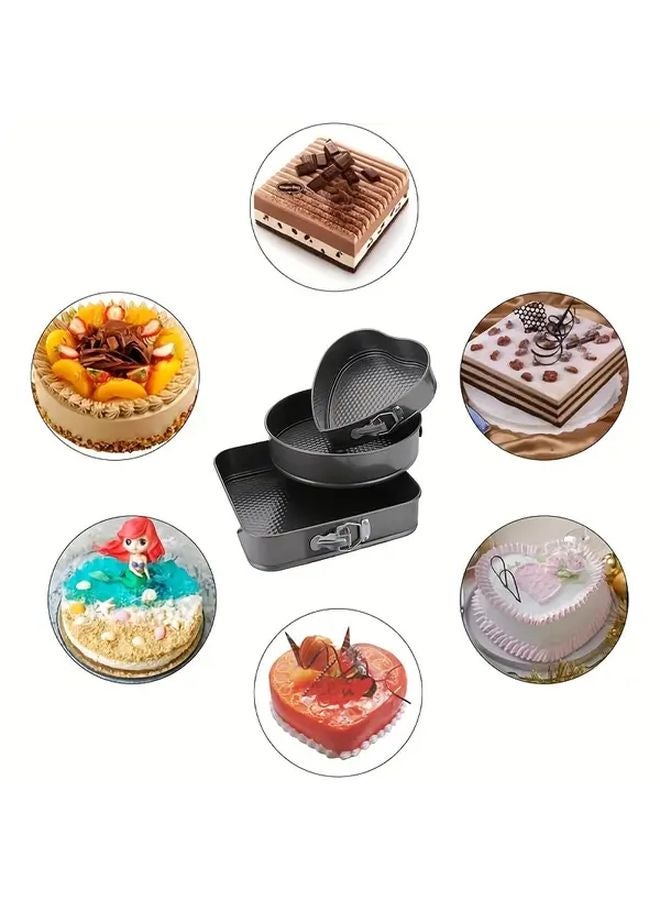 Square Springform Cake Pan Set 3pcs Nonstick Cheesecake Molds Removable Bottom Baking - Image 2