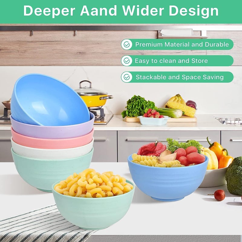 INVOSS Friendly Wheat Straw Fiber Bowls Set of 4 Serving Mixing Bowls for Soup Salad Cereal Breakfast Dinner Serving etc Microwave Safe Bowl 800ml - Image 3