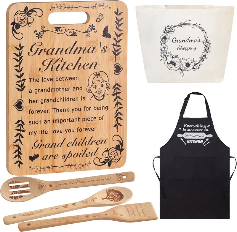 Ztl Cutting Board Gift for Grandma, Grandma Gifts from Grandkids, for Gigi Mimi Grandmother Kitchen Gifts Cutting Board Set, Mothers Day Christmas Thank You Gifts (6PCS) - Image 1