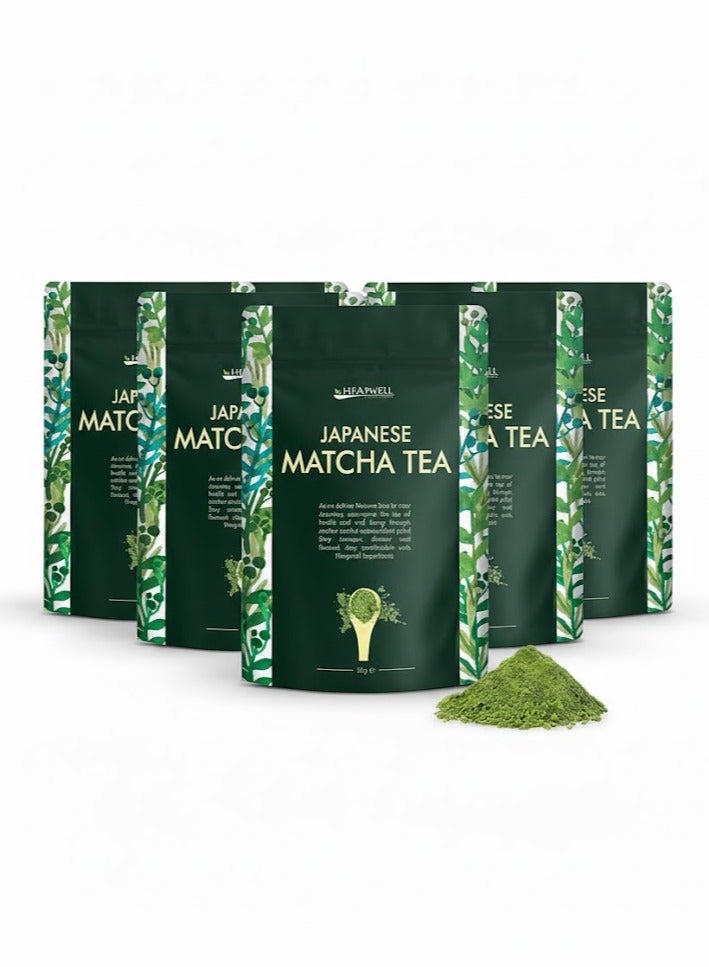 Heapwell Pack of 5 – Matcha Heapwell Superfoods Japanese Green Matcha Tea Powder 50g (50 Servings), Organic & Pure, Premium Quality, No Artificial Sweeteners - Image 1