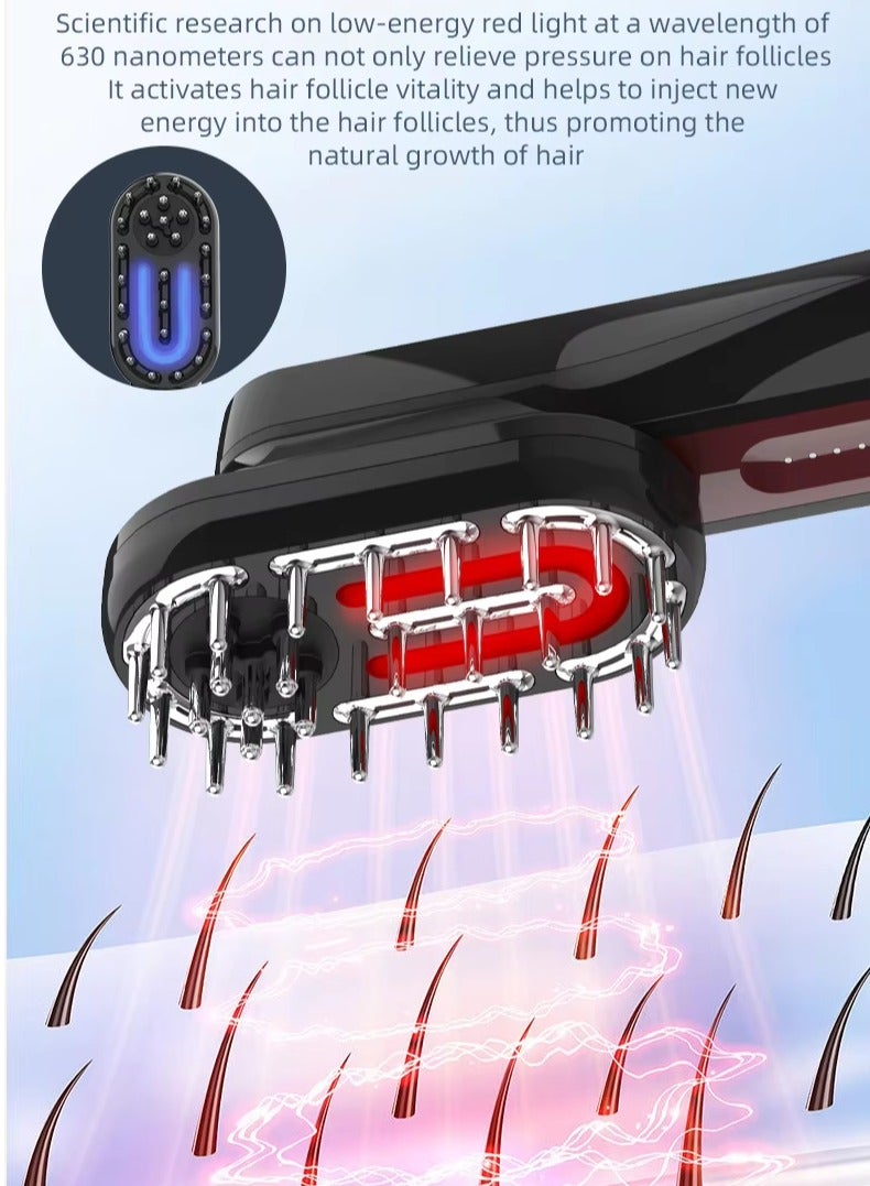general 3-in-1 High Frequency Vibrating Hair Growth Scalp Massager Brush Red Light Therapy Heating Massage EMS Microcurrent Comb - Image 4