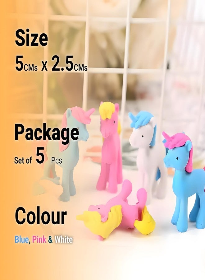 Juzfun ممحاة جوزفن للأطفال بتصميم يونيكورن أنيق (عبوة من 5 قطع) ممحاة أقلام رصاص غير سامة وخالية من الغبار | أدوات مدرسية هدية مثالية لأعياد الميلاد - Image 3