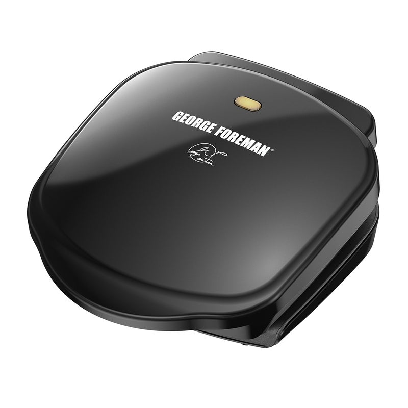 George Foreman 2Serving Classic Plate Electric Indoor Grill and Panini Press Black Small Compact Size GR10B