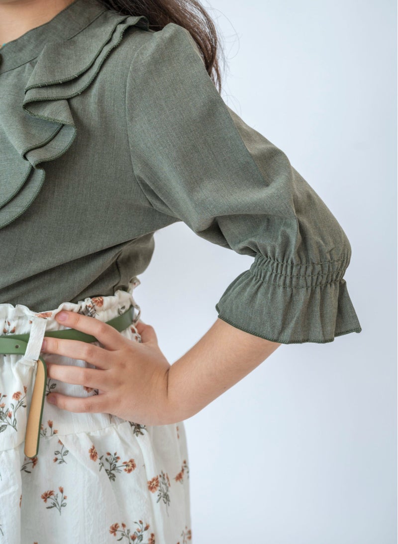 لالينا تنورة وبلوزة من مجموعة Autumn Blossom للفتيات  - Image 4