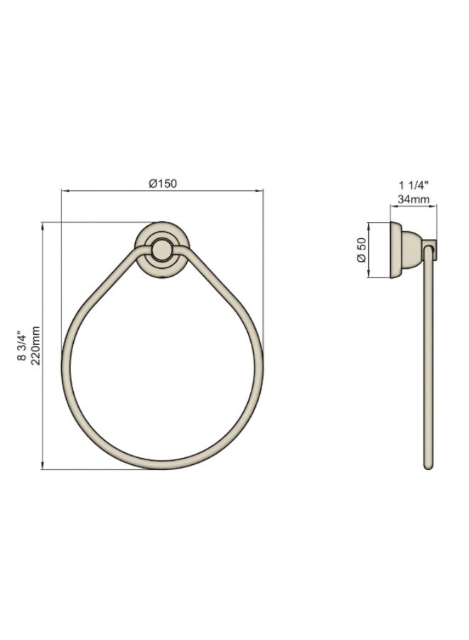 Perrin & Rowe 6434BZ Langbourn English Bronze Towel Ring, Brass Wall Mounted Bathroom Towel Holder - Image 3