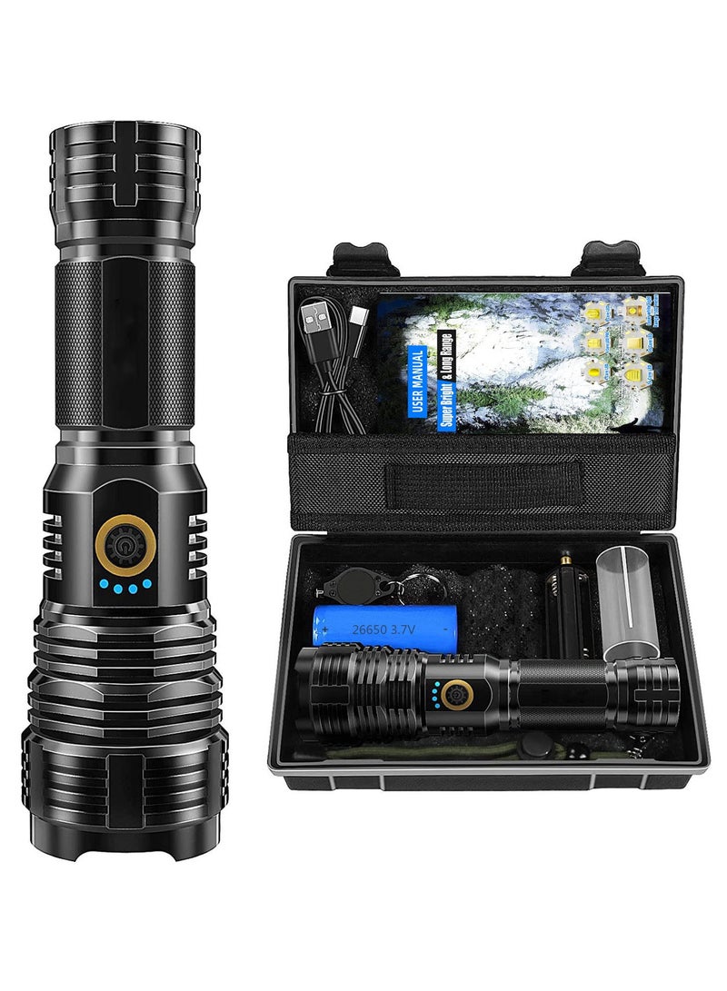 ZLH HITY Flashlights LED High Lumens Rechargeable, 990000 Lumens XHP70.2 Super Bright Flashlight, Flash Light Battery Powered, Powerful Handheld Flashlight with holster for Emergency Camping Hiking Gift - Image 1