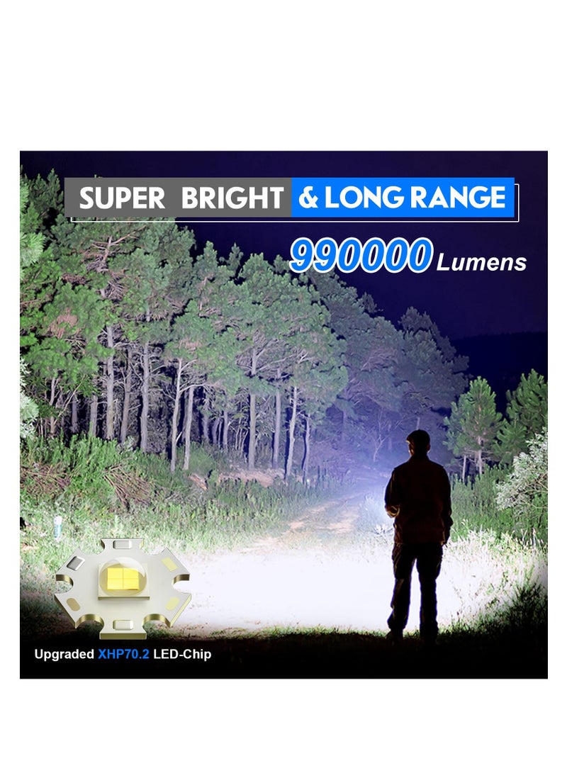ZLH HITY Flashlights LED High Lumens Rechargeable, 990000 Lumens XHP70.2 Super Bright Flashlight, Flash Light Battery Powered, Powerful Handheld Flashlight with holster for Emergency Camping Hiking Gift - Image 2