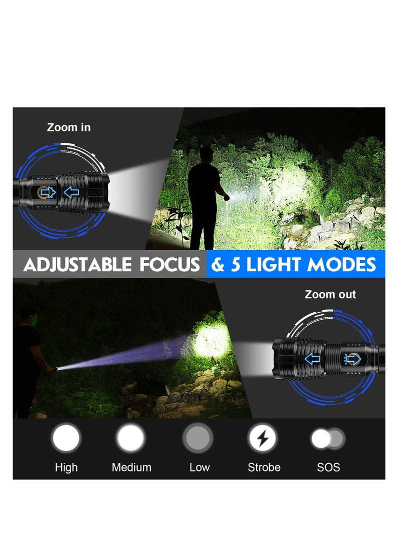 ZLH HITY Flashlights LED High Lumens Rechargeable, 990000 Lumens XHP70.2 Super Bright Flashlight, Flash Light Battery Powered, Powerful Handheld Flashlight with holster for Emergency Camping Hiking Gift - Image 5