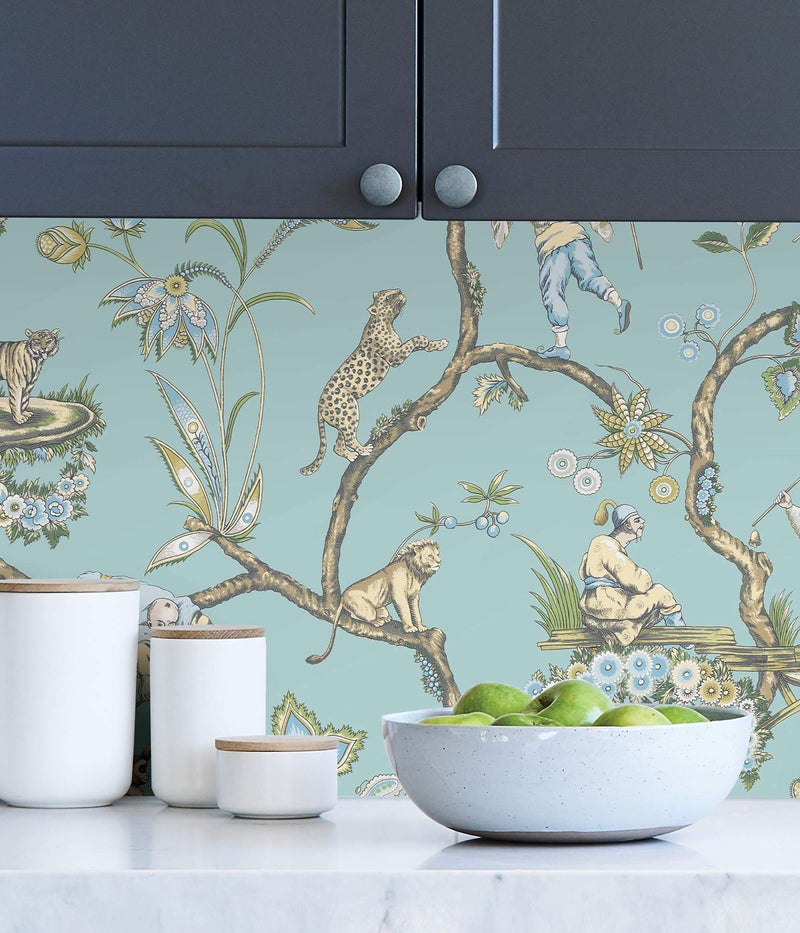 NuWallpaper x Scalamandre Blue Robin Egg Chinoise Exotique Self Adhesive Wallpaper, SCS3846 - Image 3