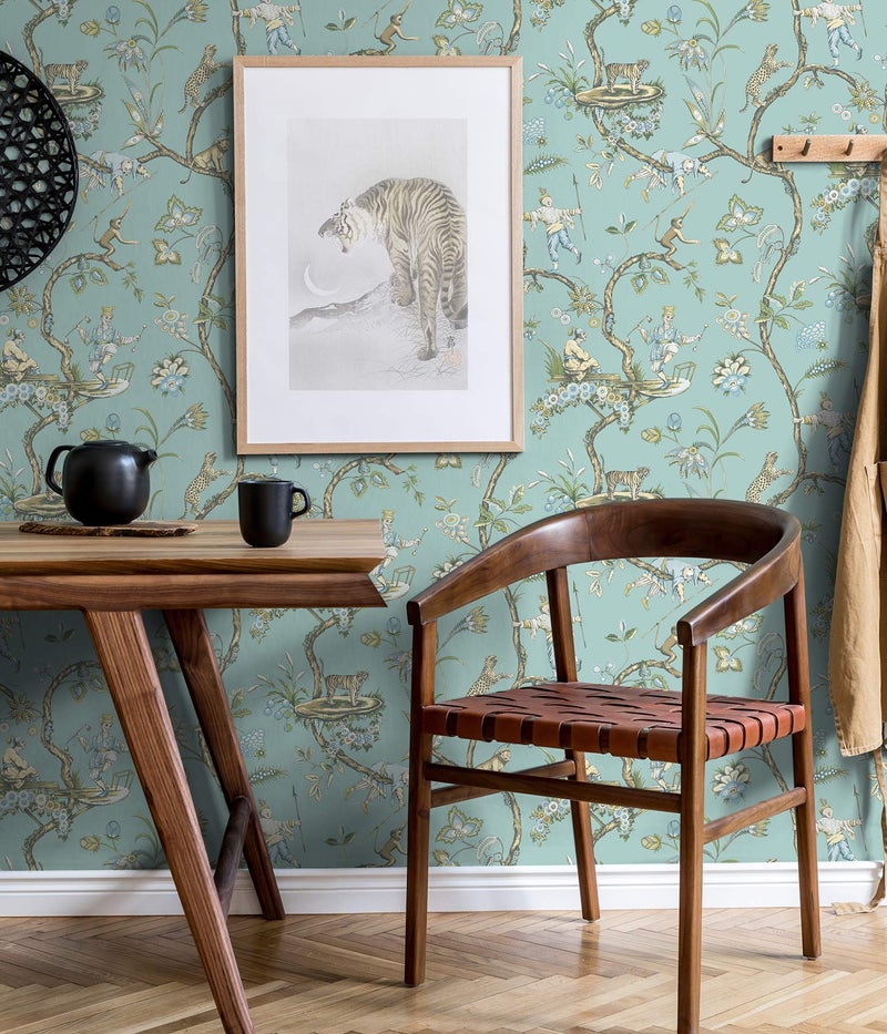 NuWallpaper x Scalamandre Blue Robin Egg Chinoise Exotique Self Adhesive Wallpaper, SCS3846 - Image 2